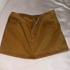 Tan Denim Mini Skirt